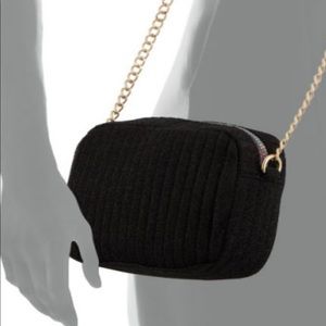 Neiman Marcus Deena Metallic Sparkle Fabric Camera Crossbody Bag